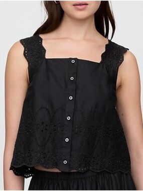 GAP Factory Cotton Eyelet Apron Top in Black | XXL | NWT
